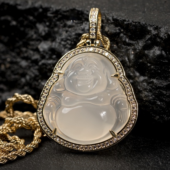 Clear Green Jade Buddha Pendant Rope Necklace - Picture 2 of 4
